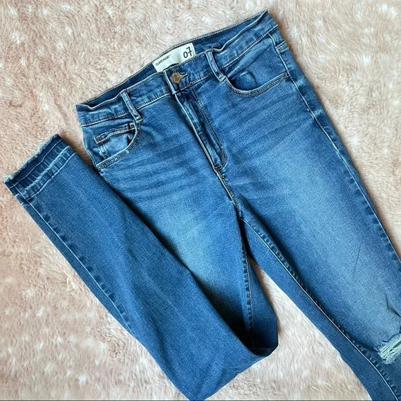 GARAGE High Rise Distressed Raw Hem Skinny Jeggings in Mudhoney Blue Size 7 - Picture 8 of 15